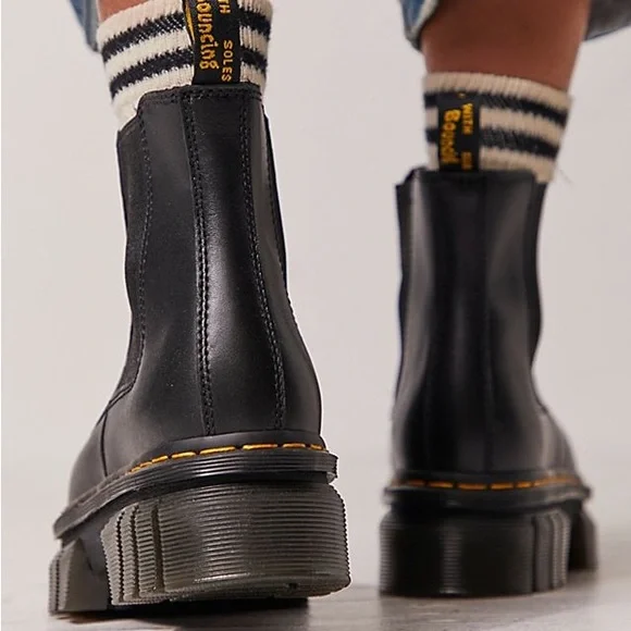 Dr. Martens x Free People Audrick Chelsea Platform 5 Black Smooth Nappa Leather
